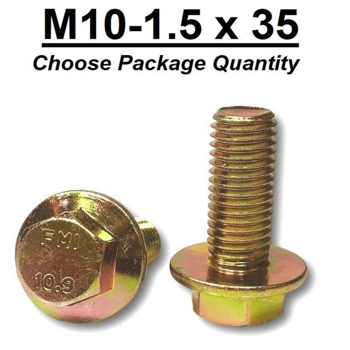 M10-15 x 35mm Grade 109 Hex Metric Flange Bolts Yellow Zinc Hardened