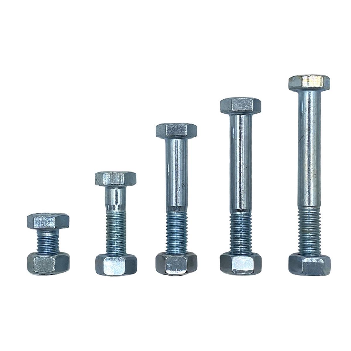 M16 x 150mm 2.00p Coarse Hex Bolt and Nut Mild Steel Class 4.6 Zinc Plated