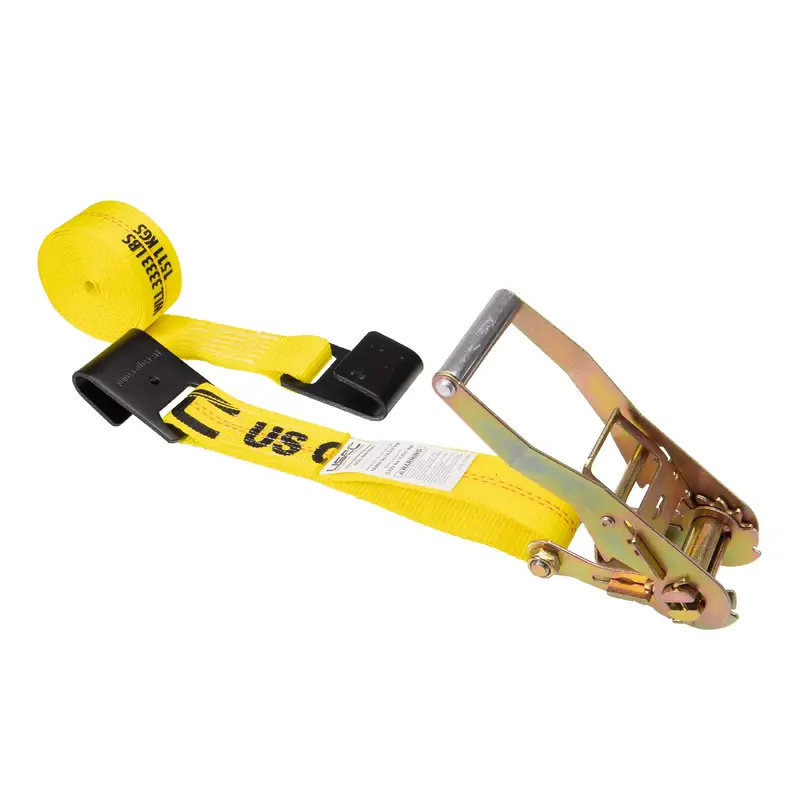 2" x 18' Ratchet Strap with Flat Hooks | Yellow