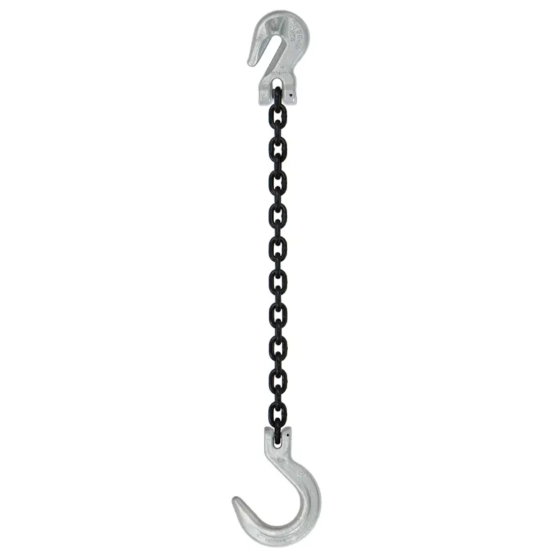 3/8" x 4' - Domestic Single Leg Chain Sling with Crosby Grab & Foundry Hooks - Grade 100